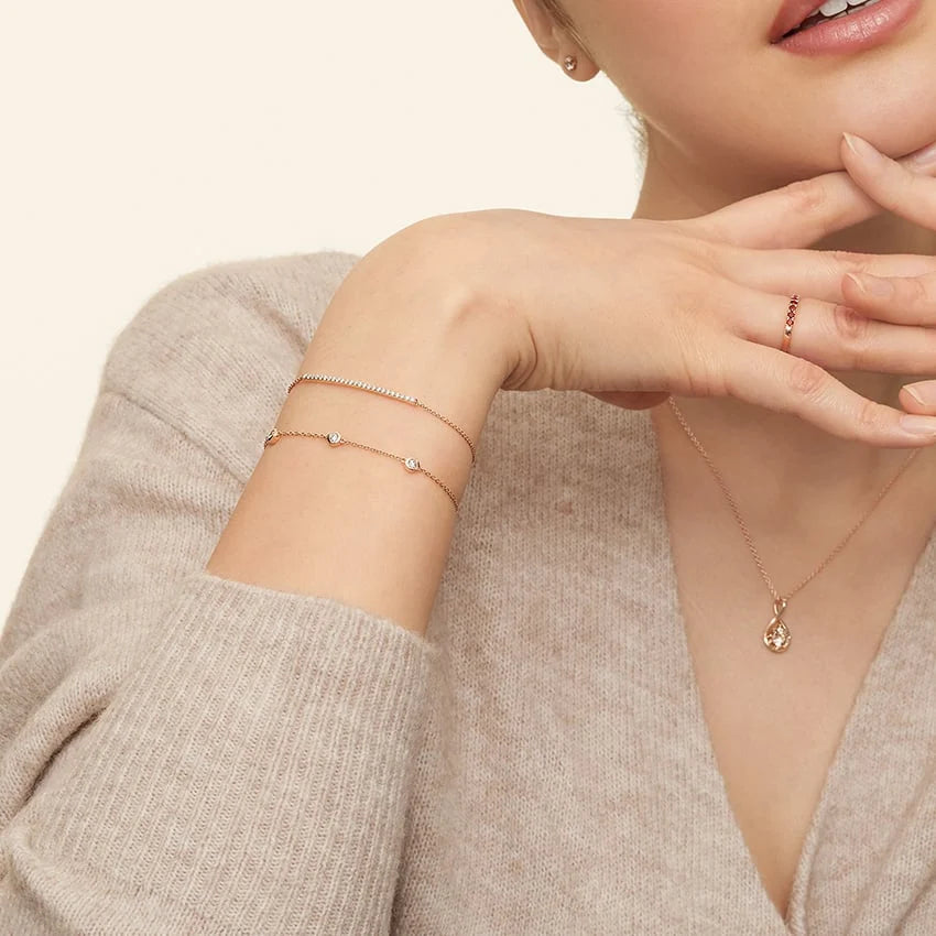 Pırlanta Çizgisi Model 0.50 Karat Yuvarlak Kesim Laboratuvar Pırlanta Bileklik 18K - Bold Diamonds