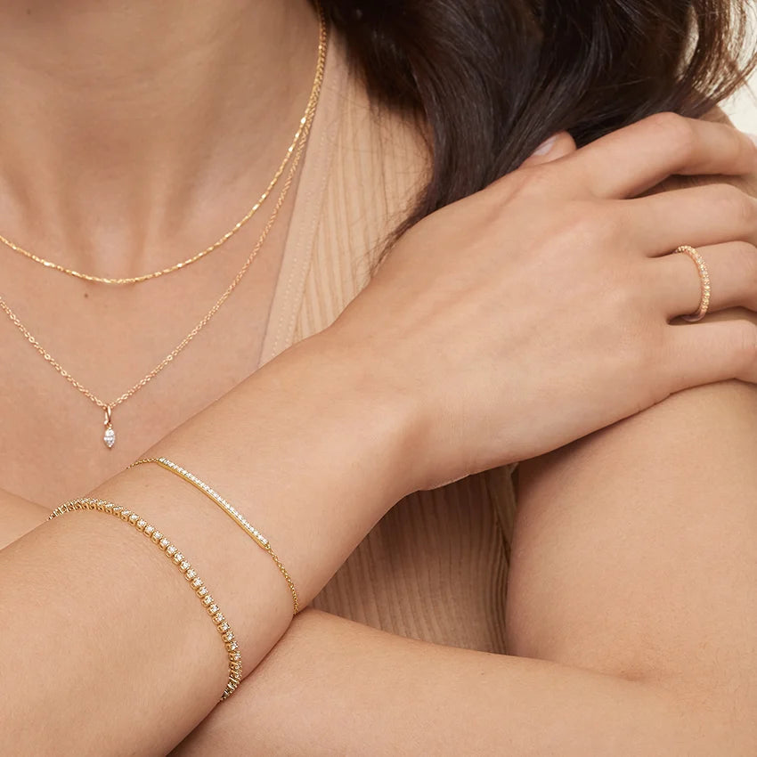 Pırlanta Çizgisi Model 0.50 Karat Yuvarlak Kesim Laboratuvar Pırlanta Bileklik 18K - Bold Diamonds