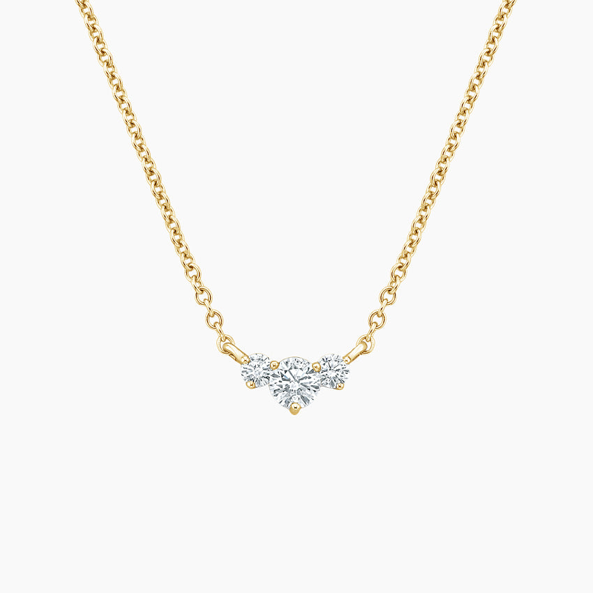 Üçlü Taşlı Model 0.50 karat Yuvarlak Kesim Laboratuvar Pırlanta Kolye 18K - Bold Diamonds
