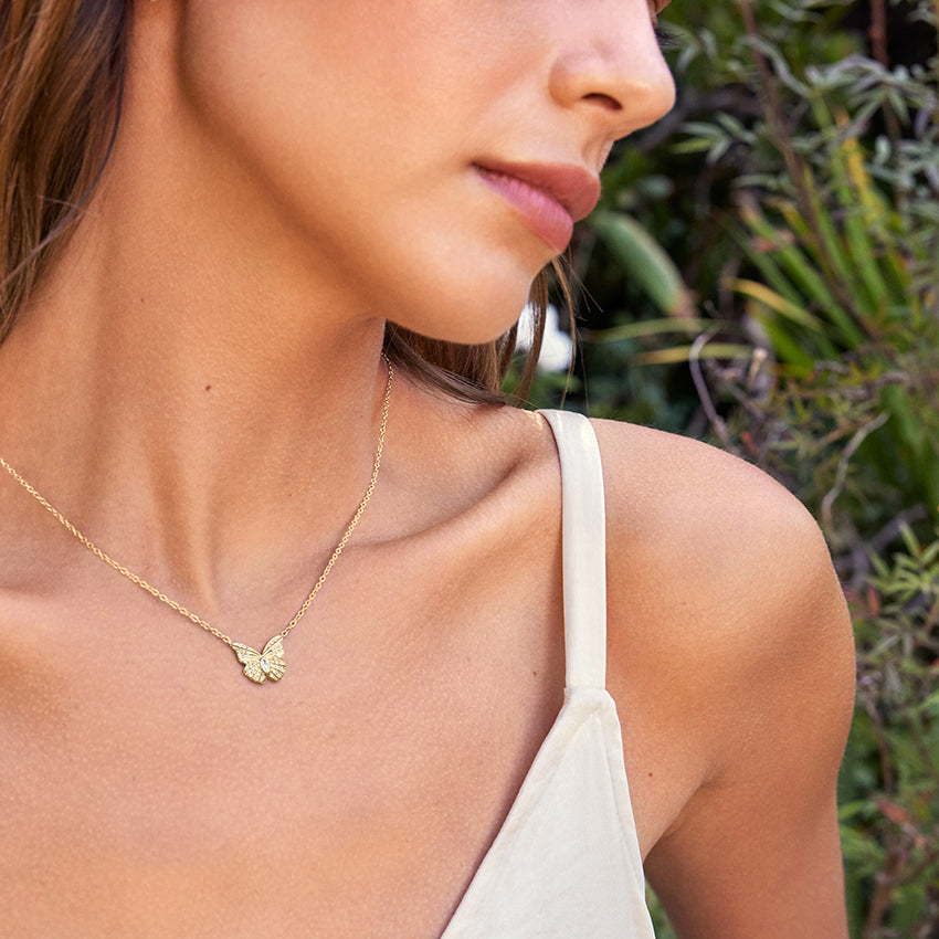 Kelebek Model 0.50 karat Markiz Kesim Laboratuvar Pırlanta Kolye 18K - Bold Diamonds