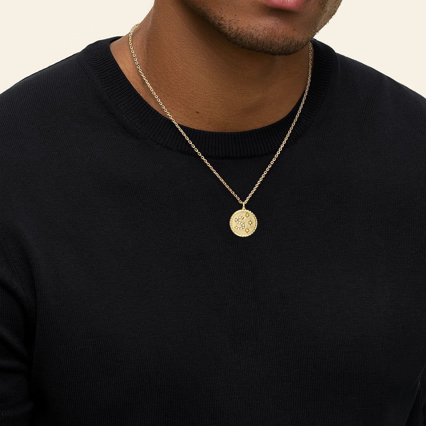 Harf Varyasyonlu Madalyon 0.50 karat Yuvarlak Kesim Laboratuvar Pırlanta Kolye 18K - Bold Diamonds