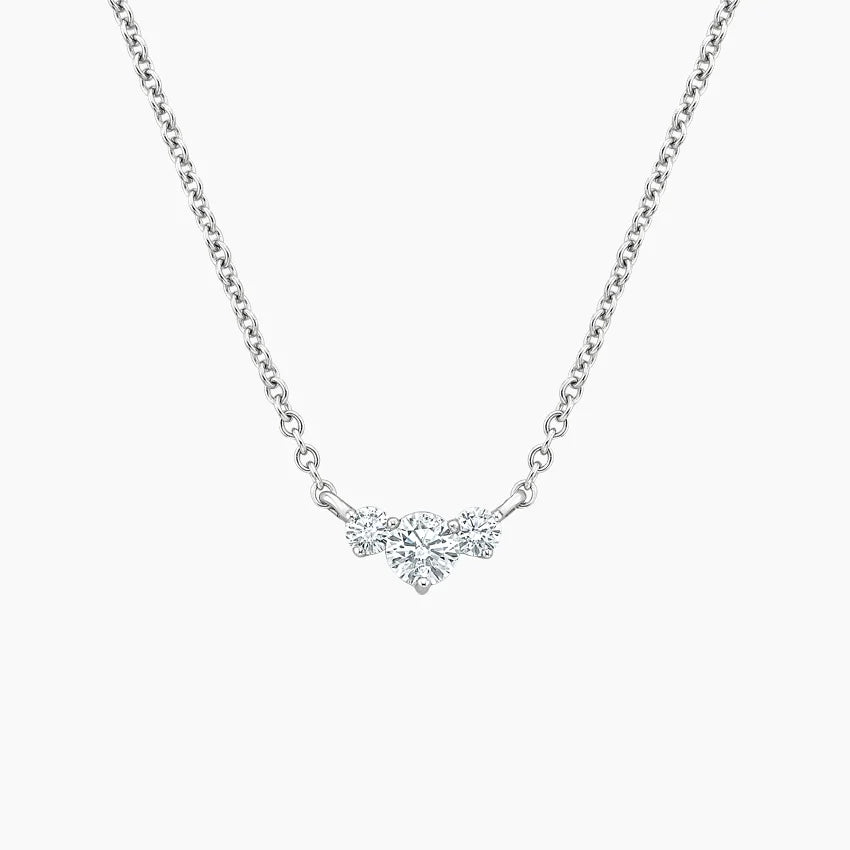 Üçlü Taşlı Model 0.50 karat Yuvarlak Kesim Laboratuvar Pırlanta Kolye 18K - Bold Diamonds