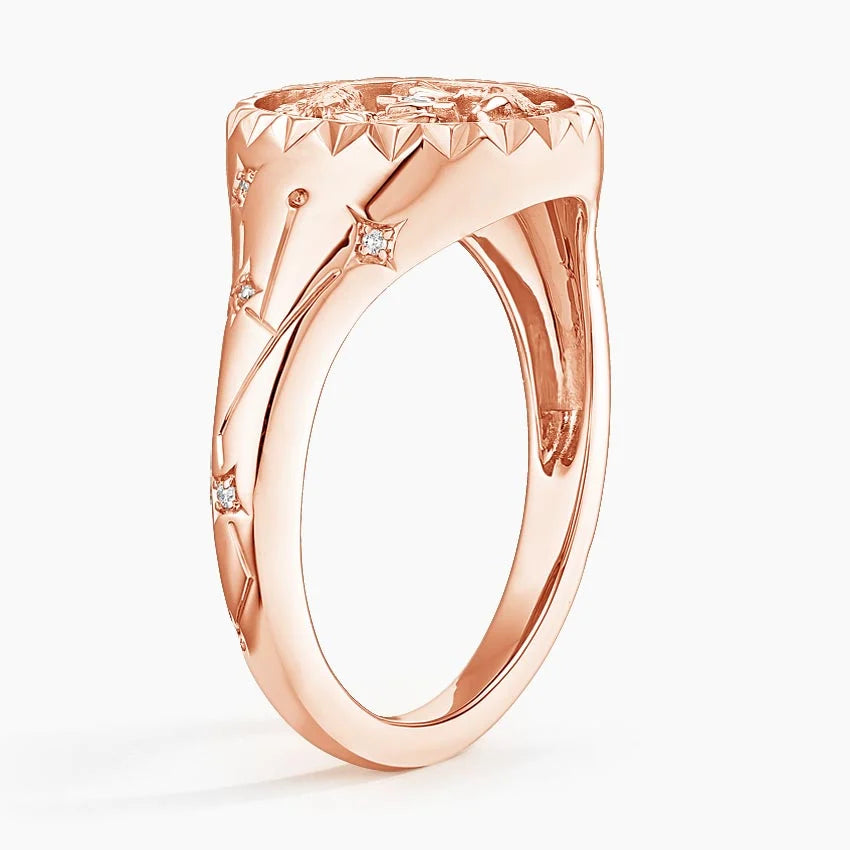 Balık Burcu Tasarım 0.10 Karat Yuvarlak Kesim Laboratuvar Pırlanta Yüzük 18K - Bold Diamonds