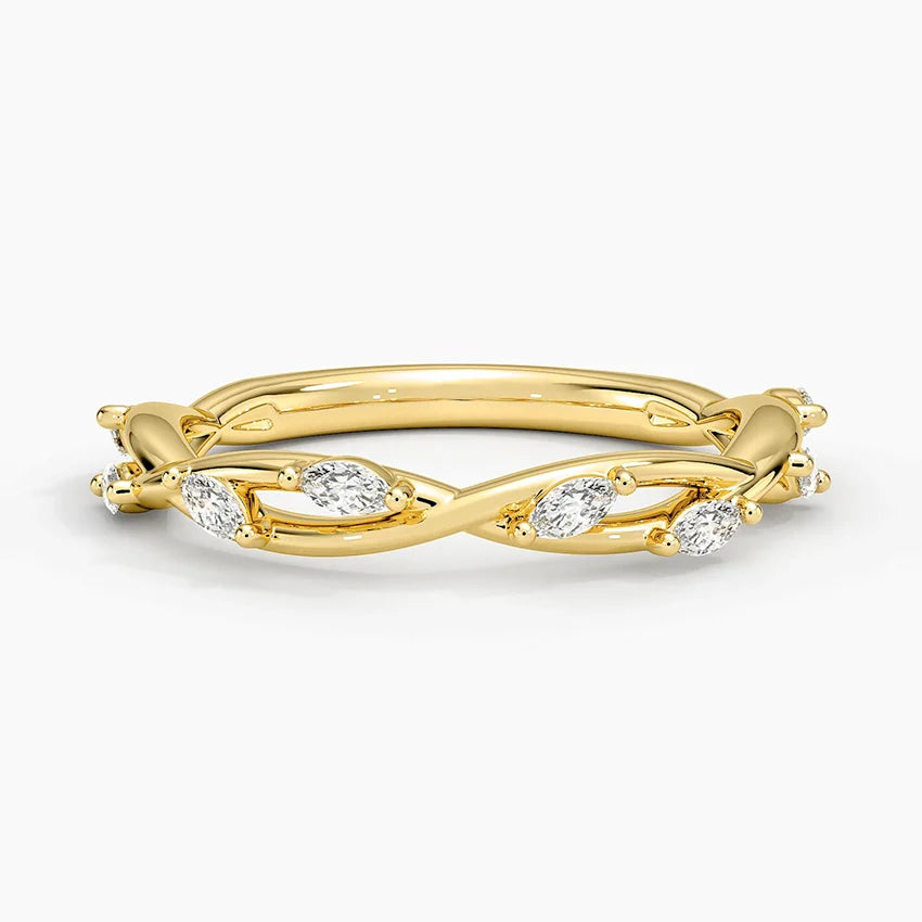 Özel Tasarım 0,25 Karat Marquise Kesim Laboratuvar Pırlanta Yüzük 18K - Bold Diamonds