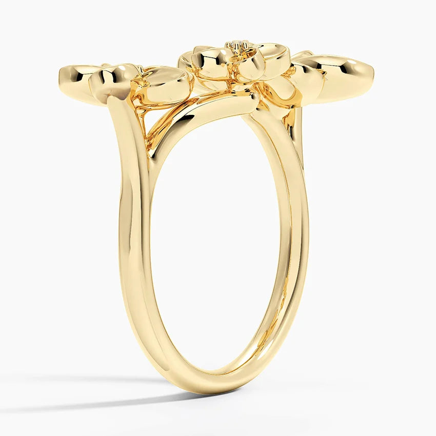 Çiçek Tasarım 0.25 Karat Yuvarlak Kesim Laboratuvar Pırlanta Yüzük 18K - Bold Diamonds