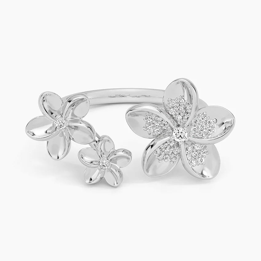 Çiçek Tasarım 0.25 Karat Yuvarlak Kesim Laboratuvar Pırlanta Yüzük 18K - Bold Diamonds