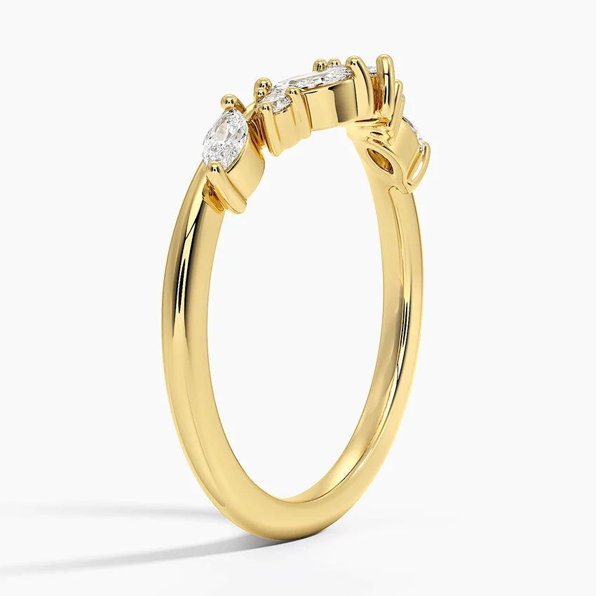 Tamamlayıcı 0,25 Karat Marquise Kesim Laboratuvar Pırlanta Yüzük 18K - Bold Diamonds