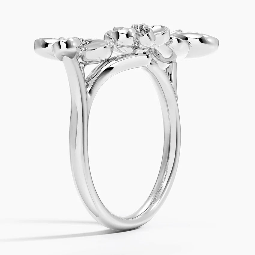 Çiçek Tasarım 0.25 Karat Yuvarlak Kesim Laboratuvar Pırlanta Yüzük 18K - Bold Diamonds