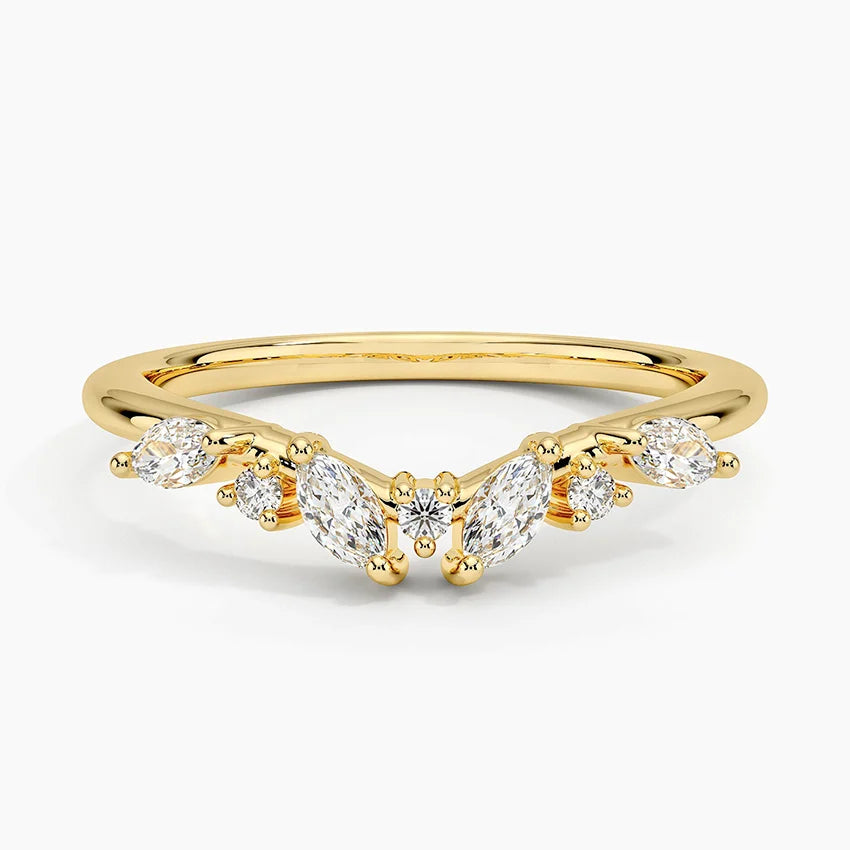 Tamamlayıcı 0,25 Karat Marquise Kesim Laboratuvar Pırlanta Yüzük 18K - Bold Diamonds
