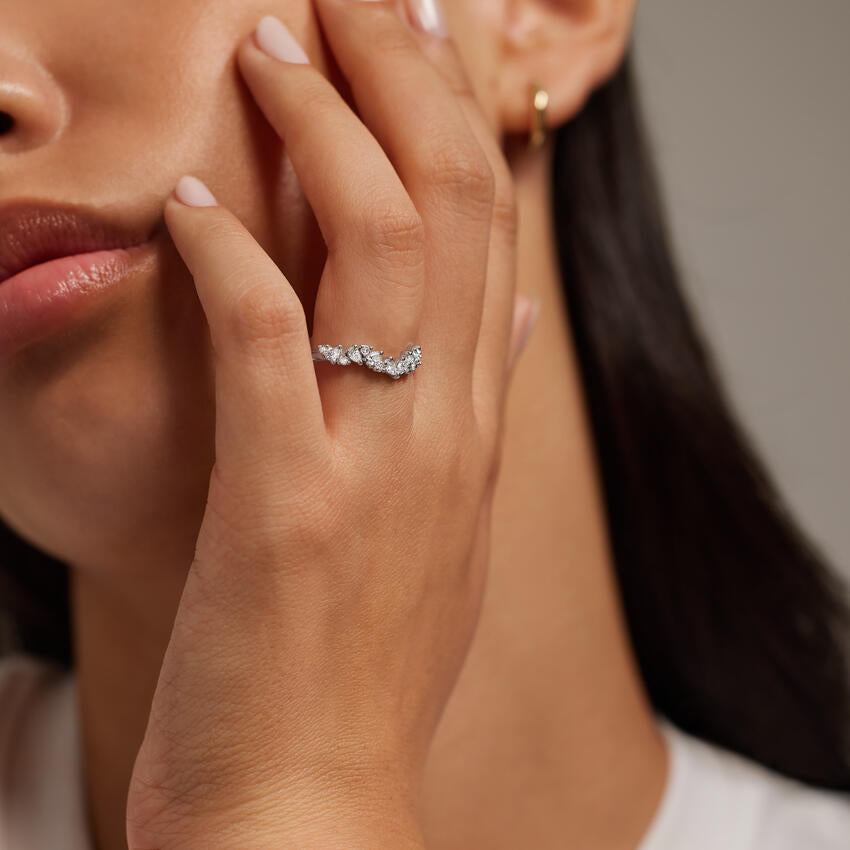 Tamamlayıcı 0,50 Karat Damla Kesim Laboratuvar Pırlanta Yüzük 18K - Bold Diamonds