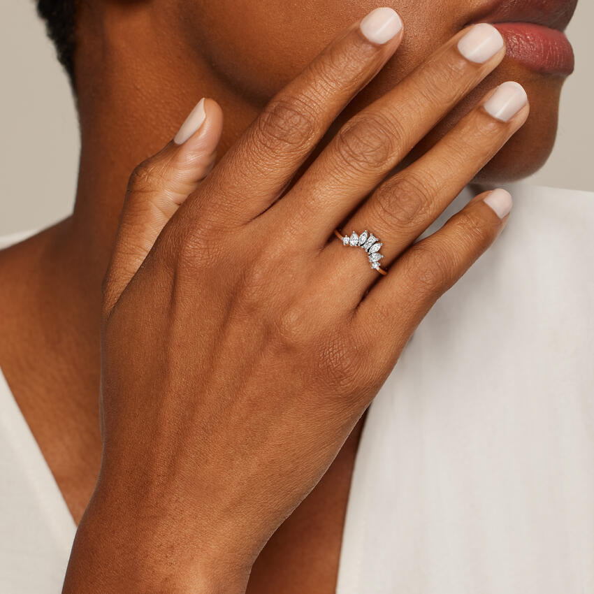 Tamamlayıcı 0,50 Karat Baget Kesim Laboratuvar Pırlanta Yüzük 18K - Bold Diamonds