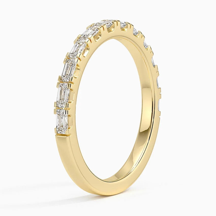 Yarım Tur 0,50 Karat Baget Kesim Laboratuvar Pırlanta Yüzük 18K - Bold Diamonds