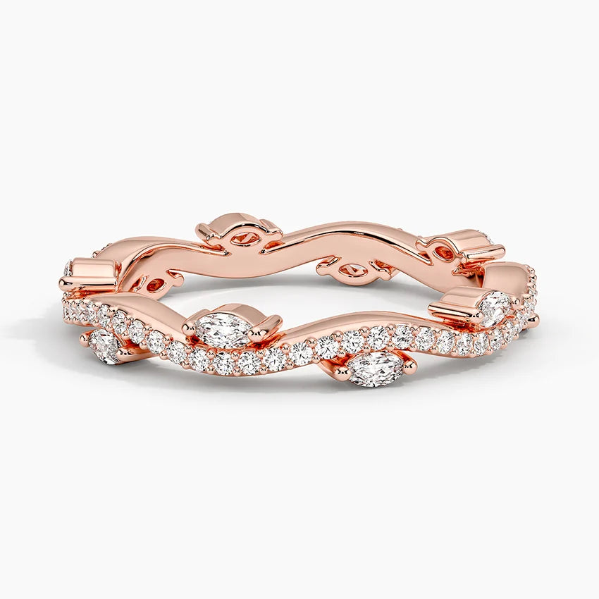 Pırlanta Alyans 0.50 Karat Marquise Kesim Laboratuvar Pırlanta Yüzük 18K - Bold Diamonds
