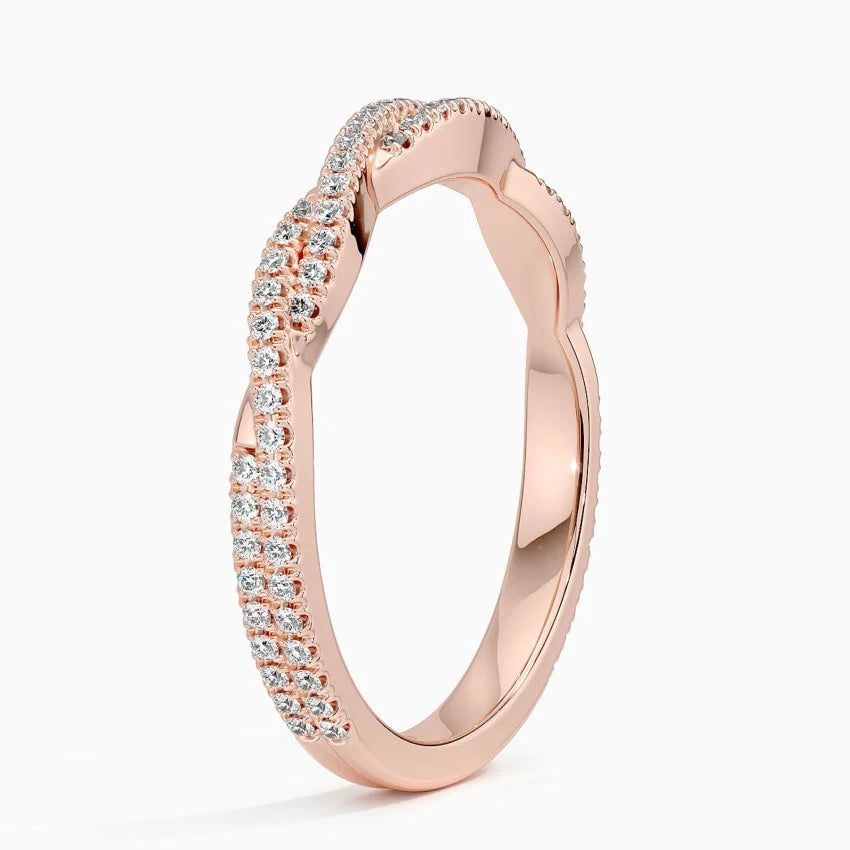 Yarım Tur Alyans Yüzük 0.50 Karat Yuvarlak Kesim Laboratuvar Pırlanta Yüzük 18K - Bold Diamonds