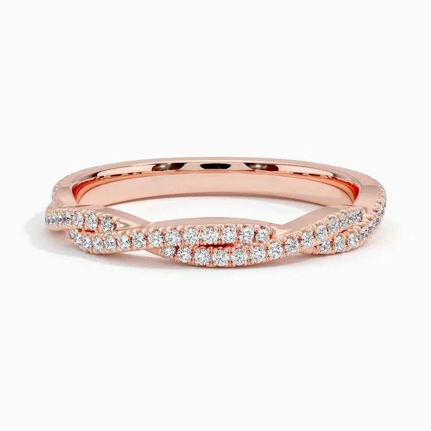 Yarım Tur Alyans Yüzük 0.50 Karat Yuvarlak Kesim Laboratuvar Pırlanta Yüzük 18K - Bold Diamonds