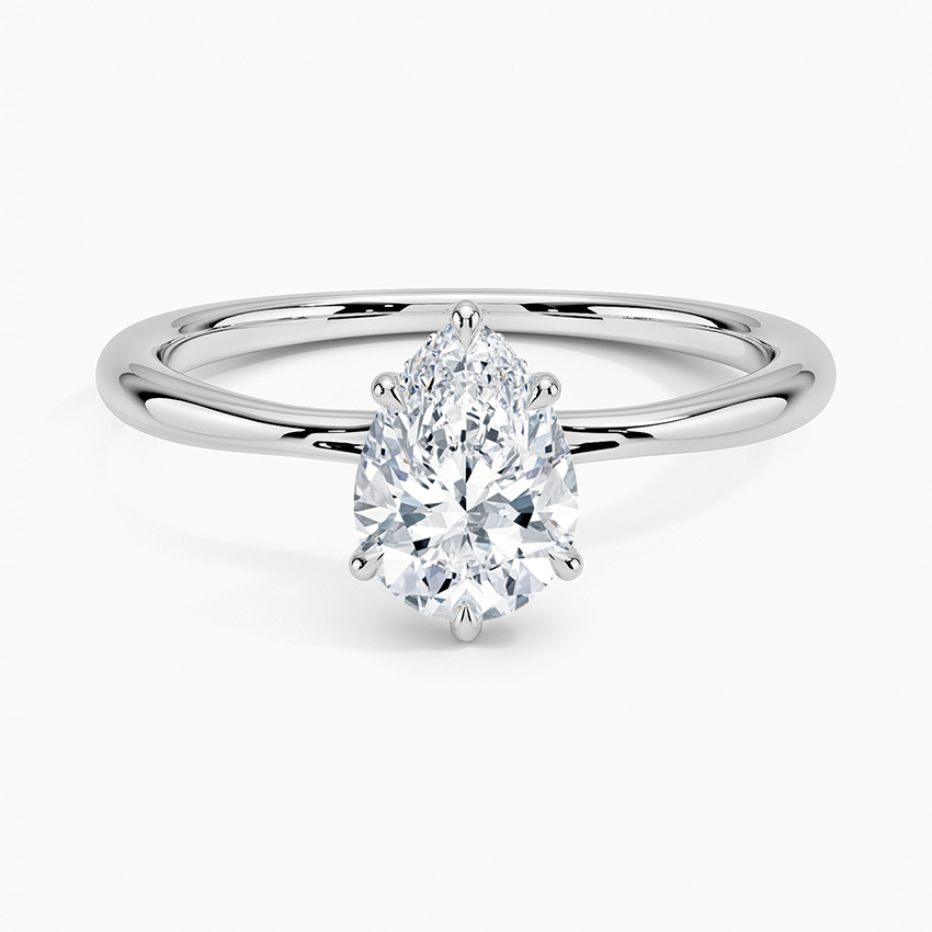 1.10 Karat Pear Kesim Hidden Halo Tasarım Tektaş Laboratuvar Pırlanta Yüzük 18K - Alvora - Bold Diamonds