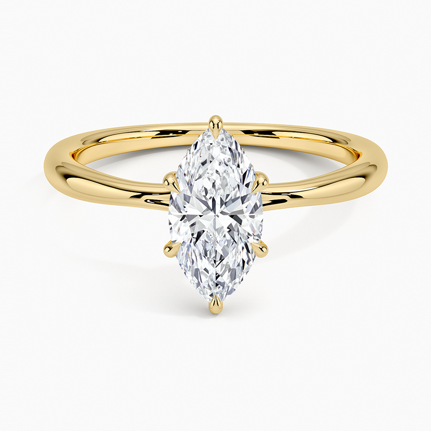 1.10 Karat Marquise Kesim Hidden Halo Tasarım Tektaş Laboratuvar Pırlanta Yüzük 18K - Alvora - Bold Diamonds