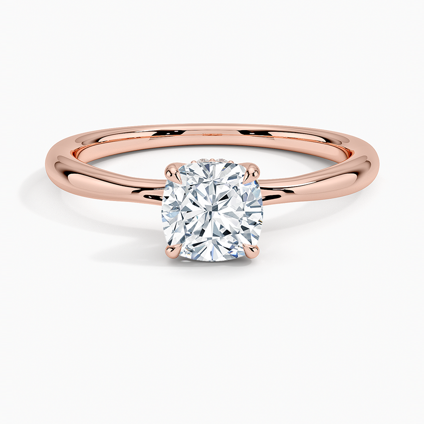 1.10 Karat Cushion Kesim Hidden Halo Tasarım Tektaş Laboratuvar Pırlanta Yüzük 18K - Alvora - Bold Diamonds