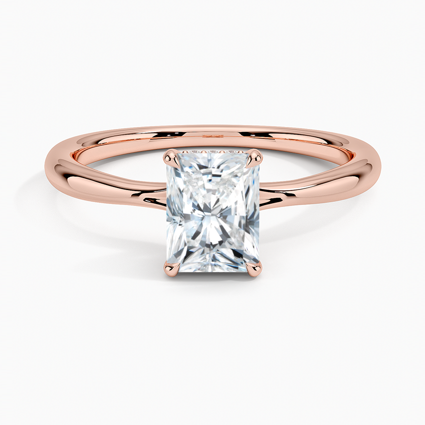 1.10 Karat Radiant Kesim Hidden Halo Tasarım Tektaş Laboratuvar Pırlanta Yüzük 18K - Alvora - Bold Diamonds