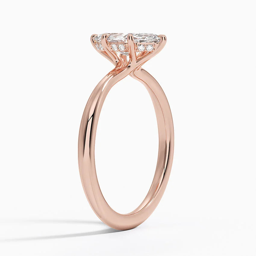 1.10 Karat Marquise Kesim Hidden Halo Tasarım Tektaş Laboratuvar Pırlanta Yüzük 18K - Alvora - Bold Diamonds