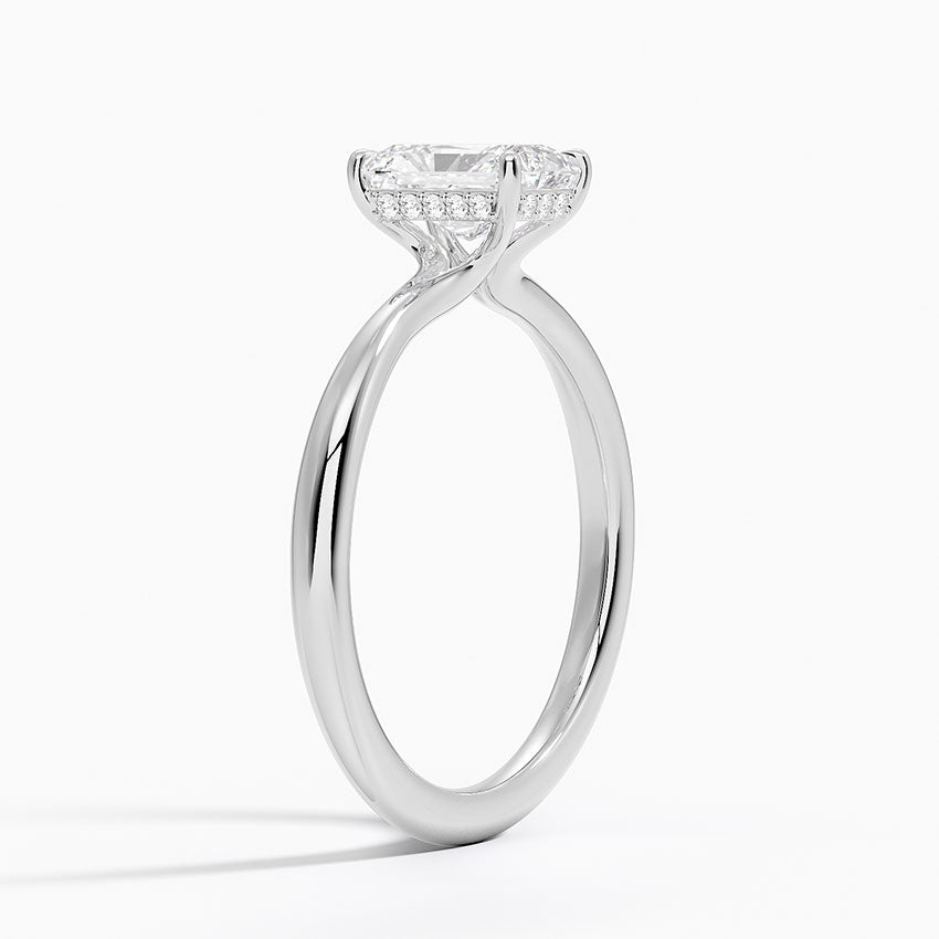 1.10 Karat Radiant Kesim Hidden Halo Tasarım Tektaş Laboratuvar Pırlanta Yüzük 18K - Alvora - Bold Diamonds