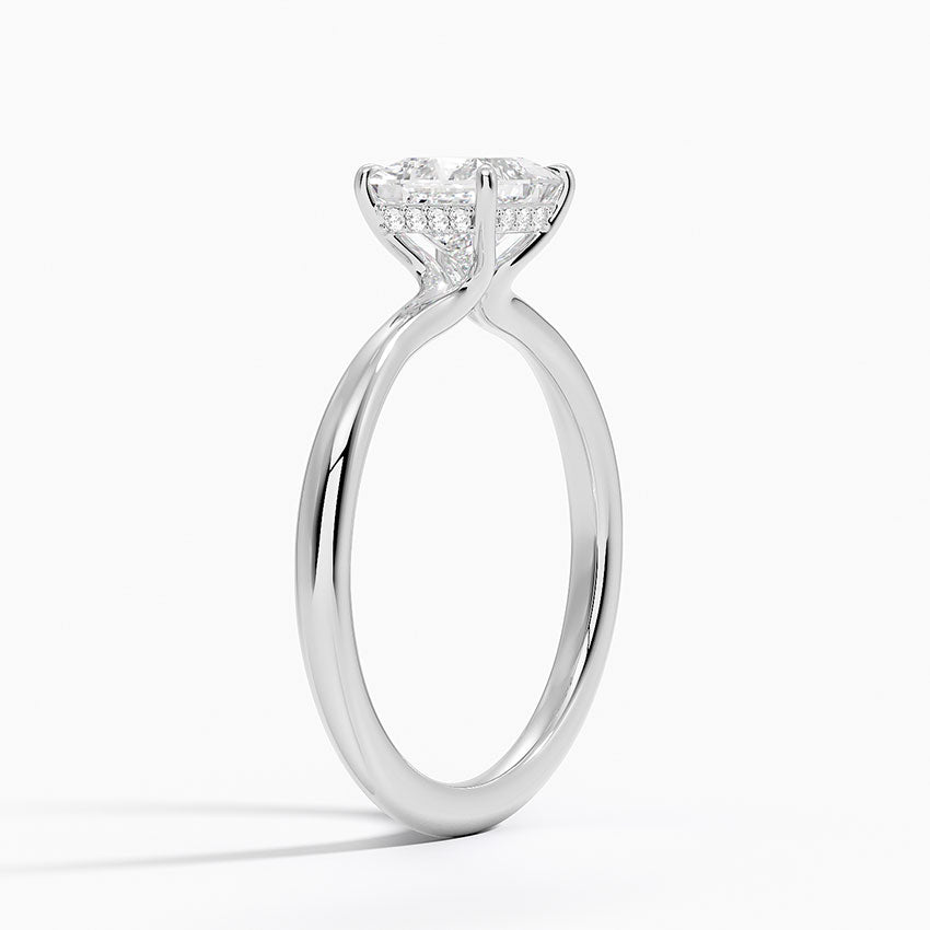 1.10 Karat Prenses Kesim Hidden Halo Tasarım Tektaş Laboratuvar Pırlanta Yüzük 18K - Alvora - Bold Diamonds