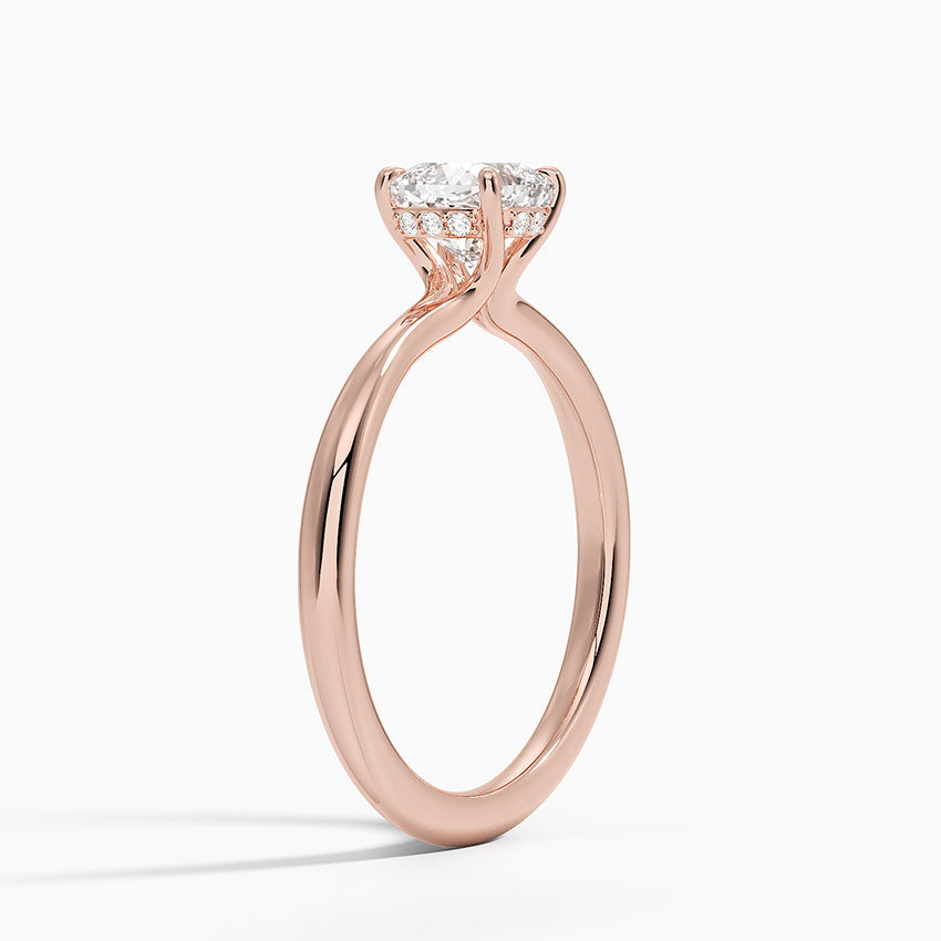 1.10 Karat Cushion Kesim Hidden Halo Tasarım Tektaş Laboratuvar Pırlanta Yüzük 18K - Alvora - Bold Diamonds