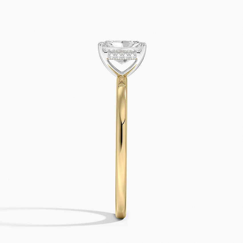 1.10 Karat Radiant Kesim Hidden Halo Tasarım Tektaş Laboratuvar Pırlanta Yüzük 18K - Elora - Bold Diamonds