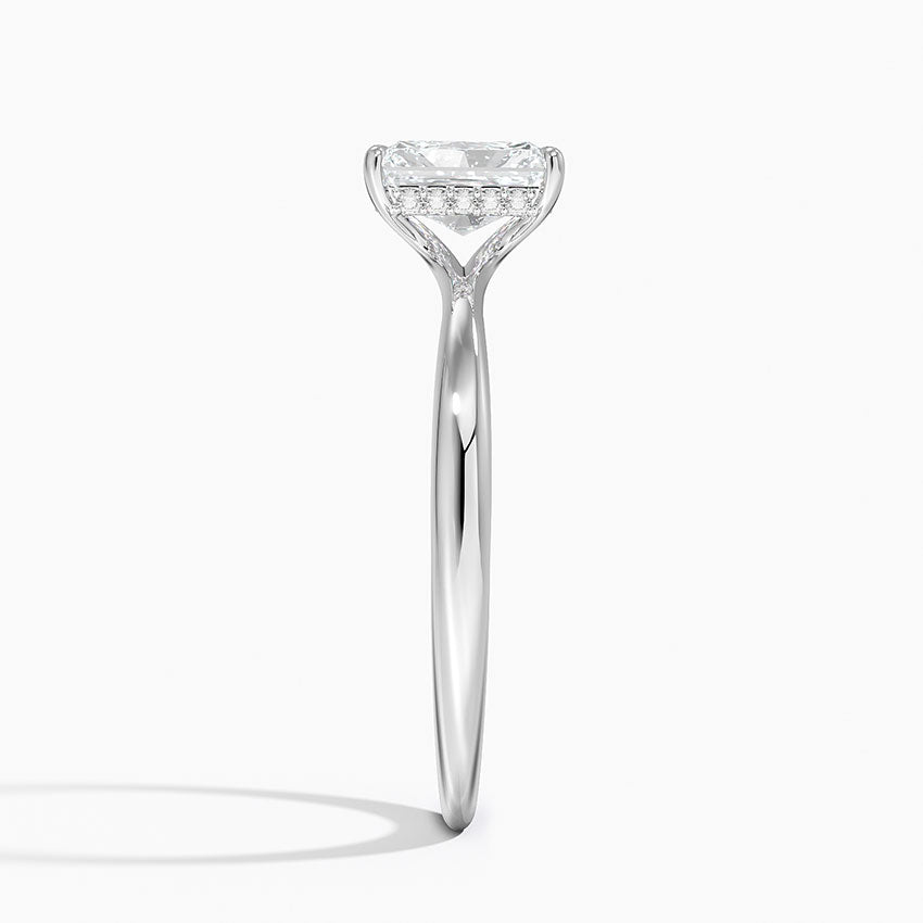 1.10 Karat Radiant Kesim Hidden Halo Tasarım Tektaş Laboratuvar Pırlanta Yüzük 18K - Alvora - Bold Diamonds