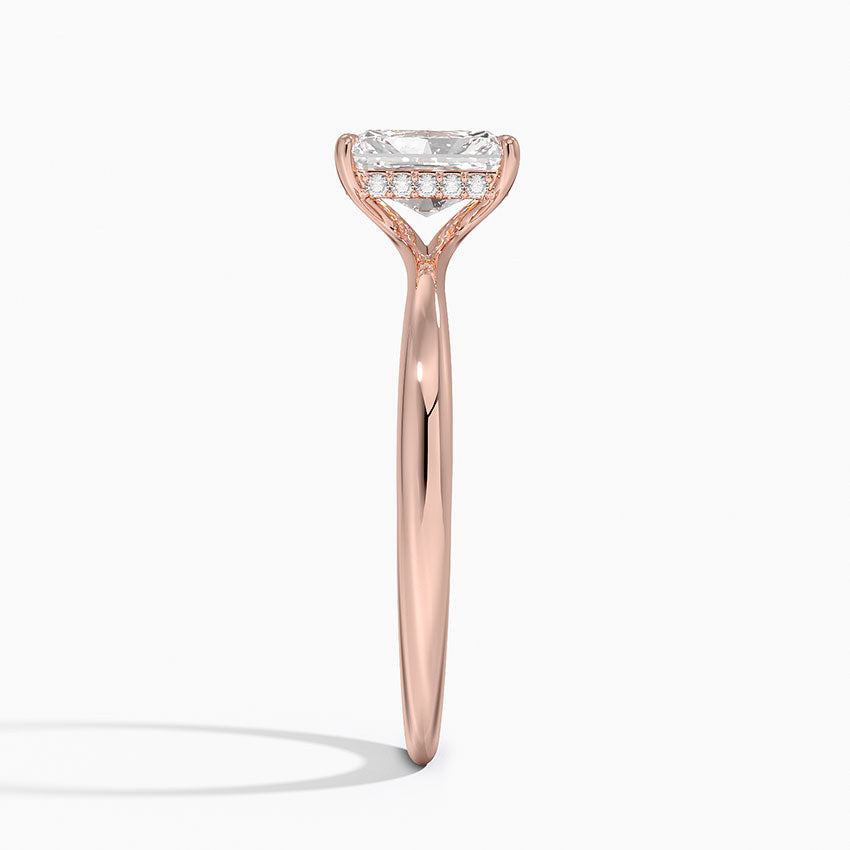 1.10 Karat Radiant Kesim Hidden Halo Tasarım Tektaş Laboratuvar Pırlanta Yüzük 18K - Alvora - Bold Diamonds