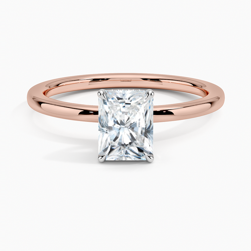 1.10 Karat Radiant Kesim Hidden Halo Tasarım Tektaş Laboratuvar Pırlanta Yüzük 18K - Elora - Bold Diamonds