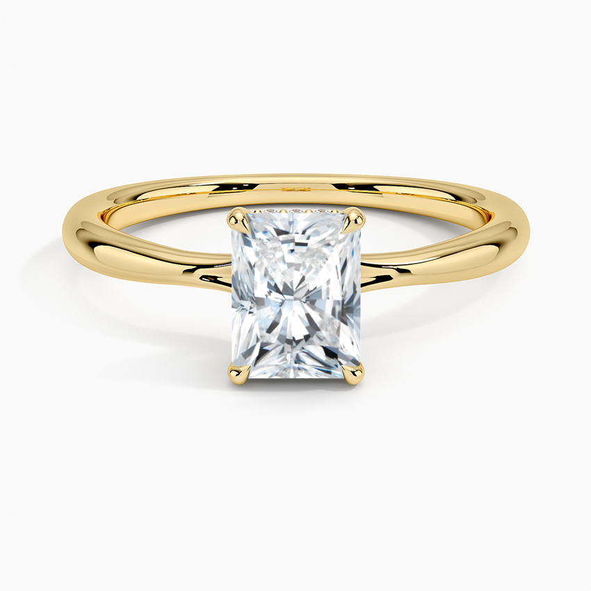 1.10 Karat Radiant Kesim Hidden Halo Tasarım Tektaş Laboratuvar Pırlanta Yüzük 18K - Alvora - Bold Diamonds