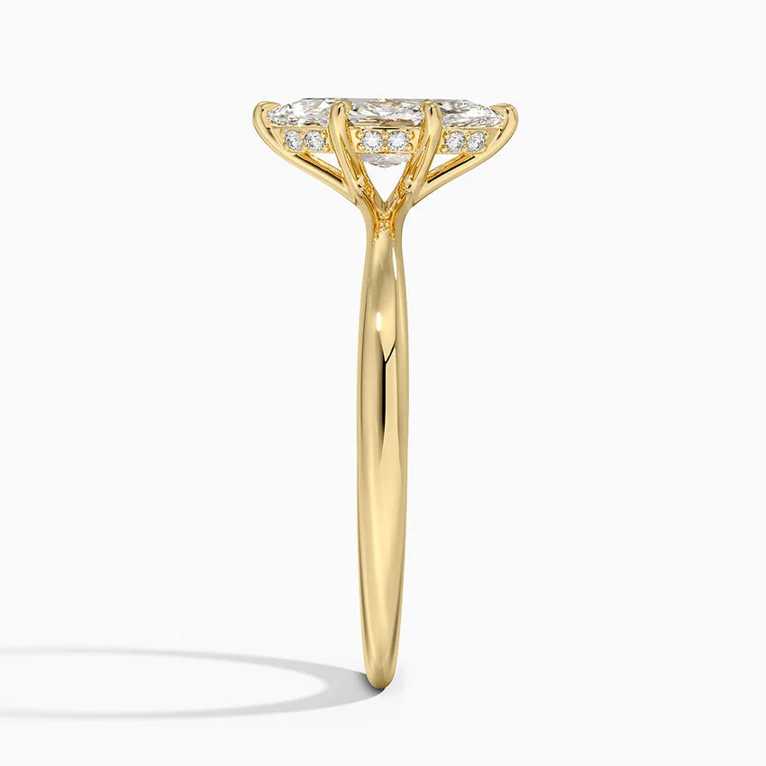 1.10 Karat Marquise Kesim Hidden Halo Tasarım Tektaş Laboratuvar Pırlanta Yüzük 18K - Alvora - Bold Diamonds