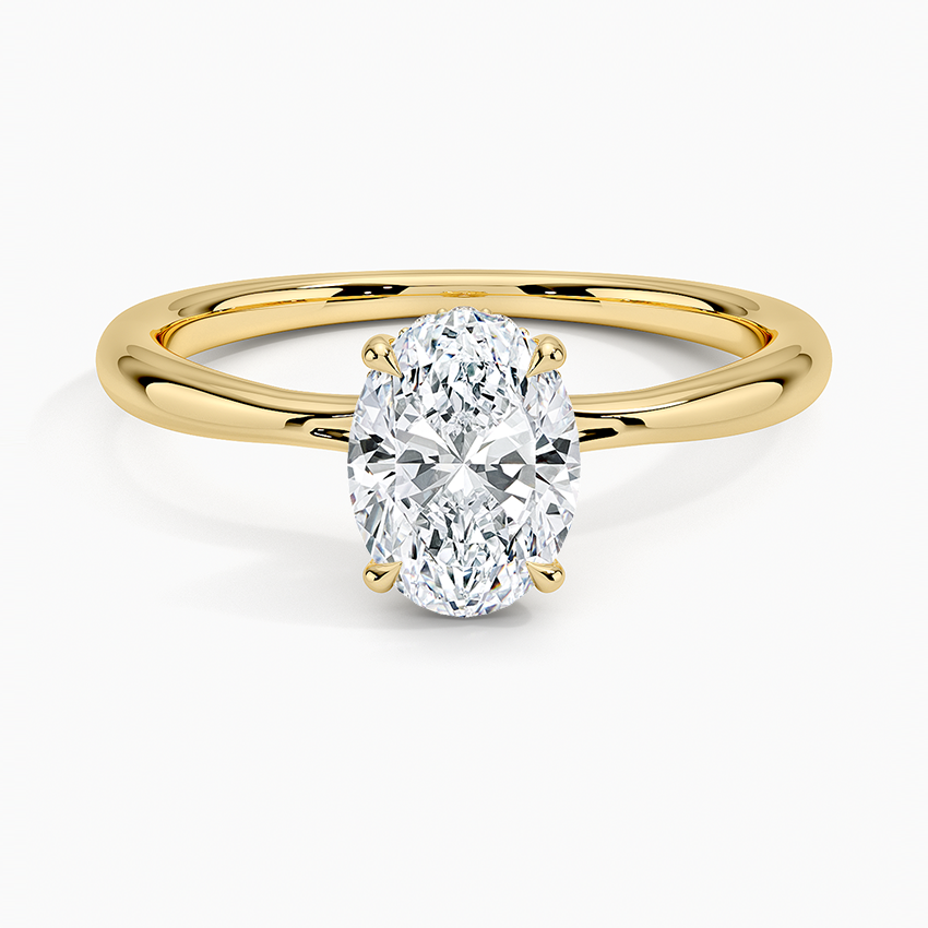 1.10 Karat Oval Kesim Hidden Halo Tasarım Tektaş Laboratuvar Pırlanta Yüzük 18K - Alvora - Bold Diamonds