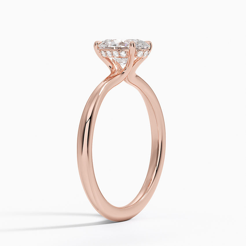 1.10 Karat Oval Kesim Hidden Halo Tasarım Tektaş Laboratuvar Pırlanta Yüzük 18K - Alvora - Bold Diamonds