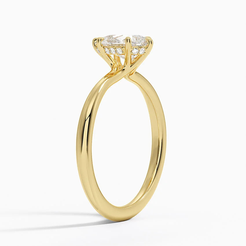 1.10 Karat Pear Kesim Hidden Halo Tasarım Tektaş Laboratuvar Pırlanta Yüzük 18K - Alvora - Bold Diamonds