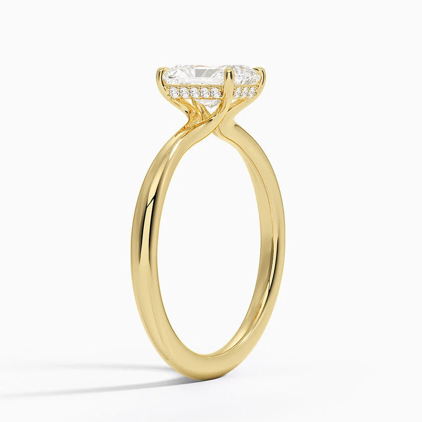 1.10 Karat Radiant Kesim Hidden Halo Tasarım Tektaş Laboratuvar Pırlanta Yüzük 18K - Alvora - Bold Diamonds