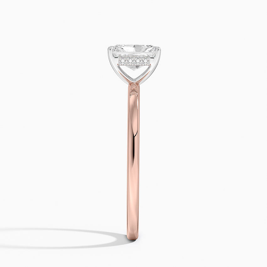 1.10 Karat Radiant Kesim Hidden Halo Tasarım Tektaş Laboratuvar Pırlanta Yüzük 18K - Elora - Bold Diamonds