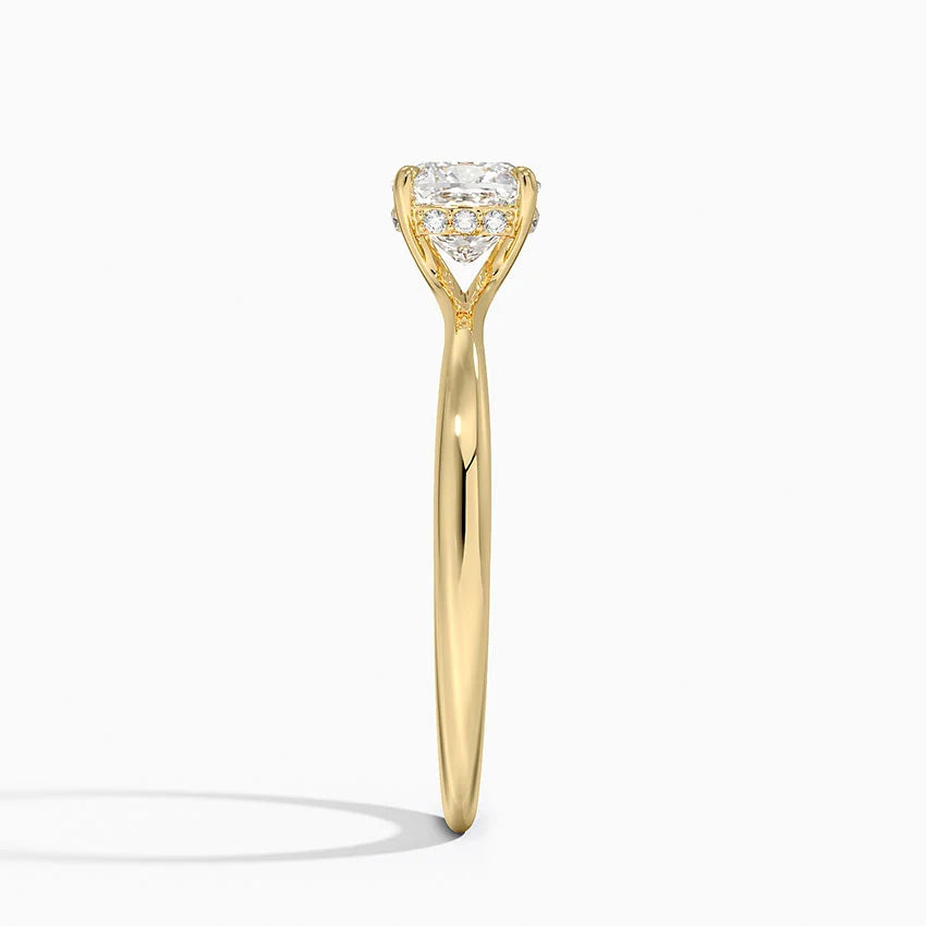 1.10 Karat Cushion Kesim Hidden Halo Tasarım Tektaş Laboratuvar Pırlanta Yüzük 18K - Alvora - Bold Diamonds