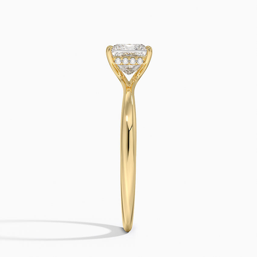 1.10 Karat Prenses Kesim Hidden Halo Tasarım Tektaş Laboratuvar Pırlanta Yüzük 18K - Alvora - Bold Diamonds