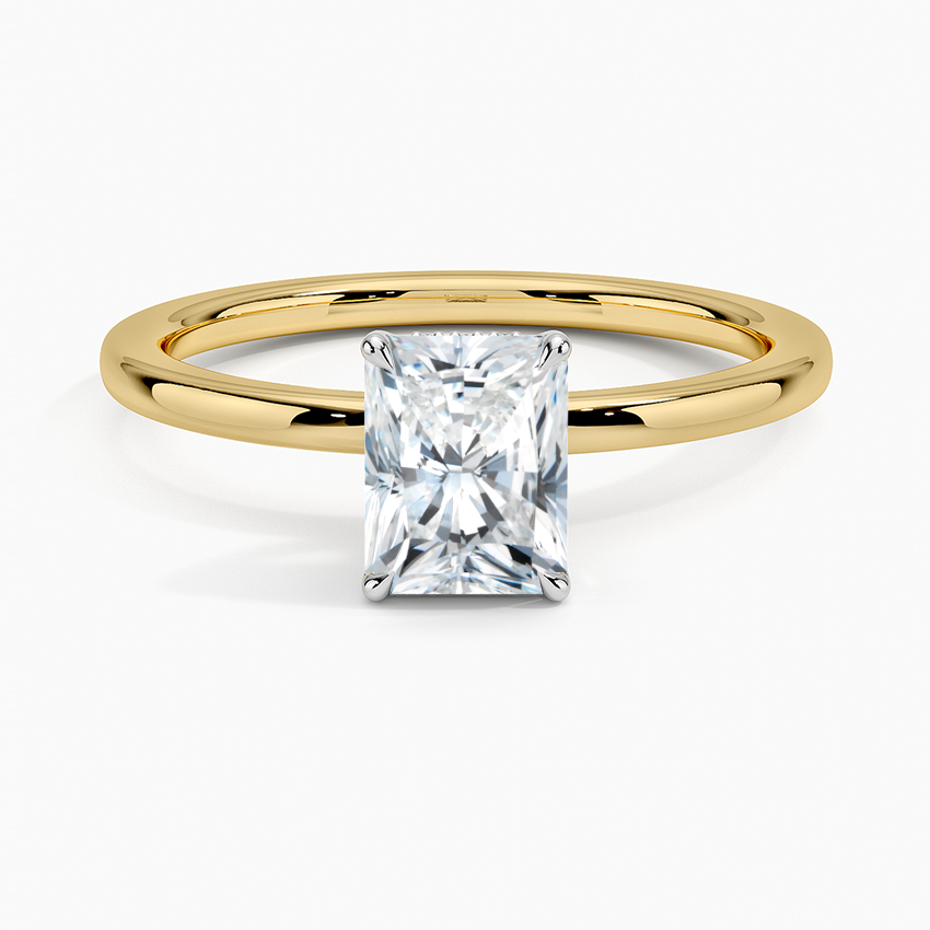 1.10 Karat Radiant Kesim Hidden Halo Tasarım Tektaş Laboratuvar Pırlanta Yüzük 18K - Elora - Bold Diamonds