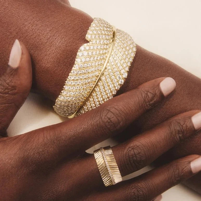 Yaprak Model 13.00 Karat Yuvarlak Kesim Laboratuvar Pırlanta Bileklik 18K - Bold Diamonds