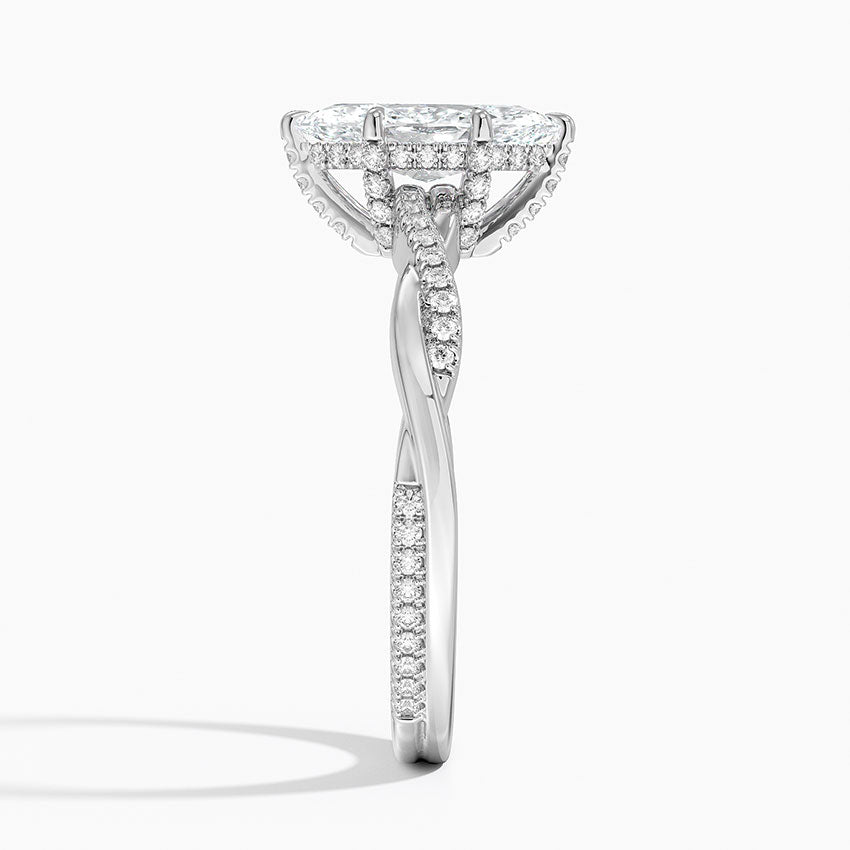 1.60 Carat Princess Halo Design Solitaire Lab Diamond Ring 18K - Florina