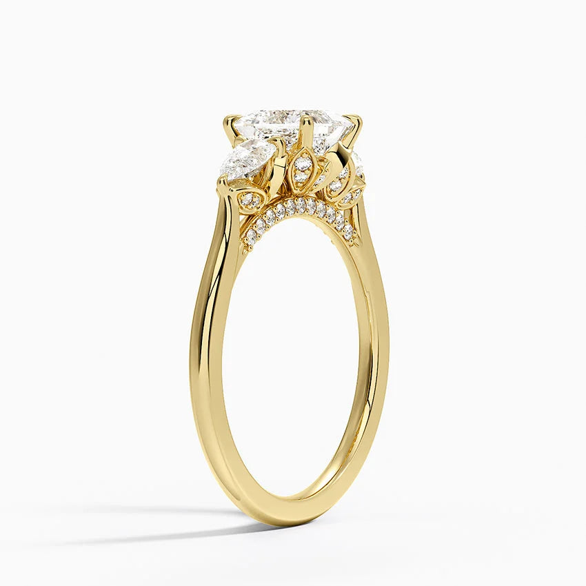 1.60 Carat Princess Halo Design Solitaire Lab Diamond Ring 18K - Florina
