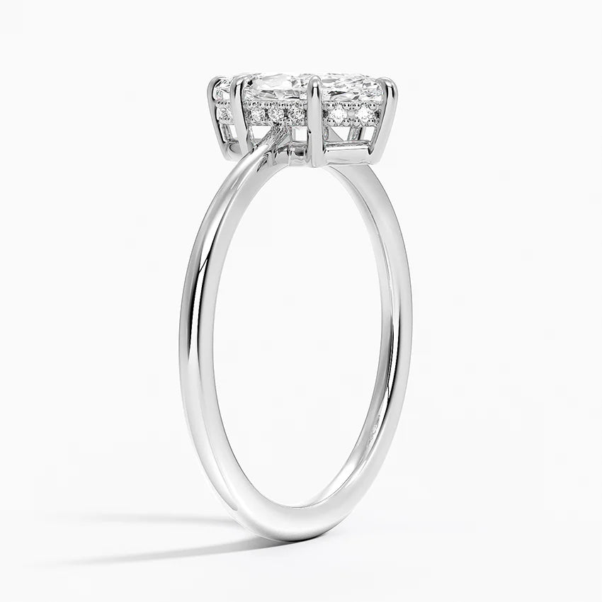 1.10 Karat Marquise Kesim Hidden Halo Tasarım Tektaş Laboratuvar Pırlanta Yüzük - Monaco