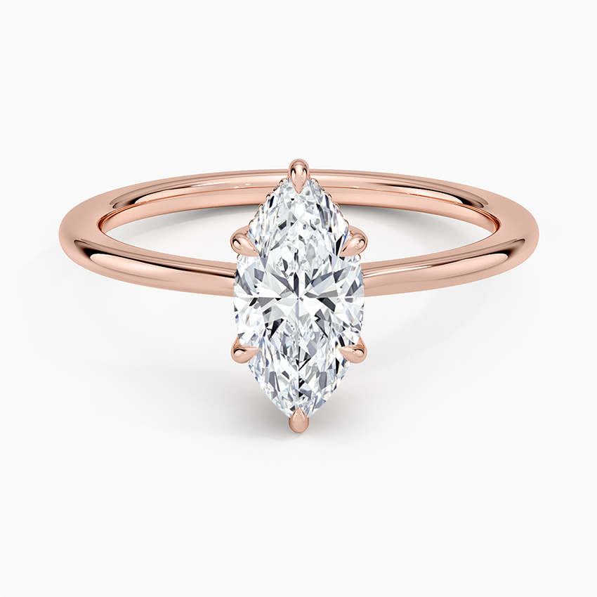 1.10 Marquise Kesim Hidden Halo Tasarım Tektaş Laboratuvar Pırlanta Yüzük - Tilora