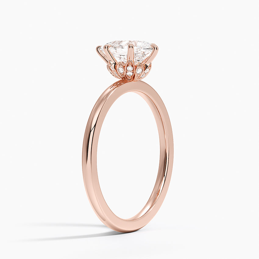 Altı Tırnak 1.15 Karat Damla Kesim Hidden Halo Tasarım Tektaş Laboratuvar Pırlanta Yüzük 18K - Delora - Bold Diamonds