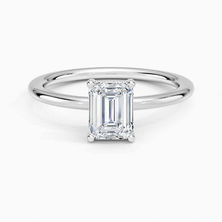1.10 Karat Emerald Kesim Hidden Halo Tasarım Tektaş Laboratuvar Pırlanta Yüzük - Lucerne