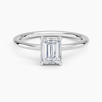 1.10 Karat Emerald Kesim Hidden Halo Tasarım Tektaş Laboratuvar Pırlanta Yüzük - Lucerne