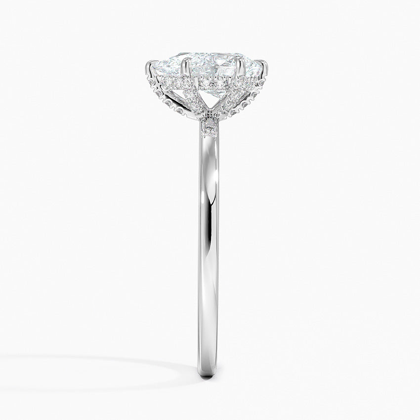 1.60 Carat Princess Halo Design Solitaire Lab Diamond Ring 18K - Florina